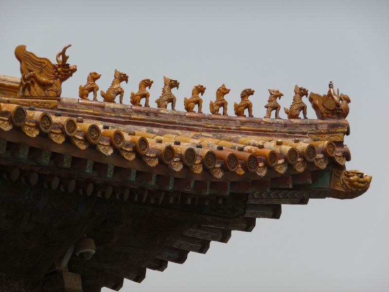 中国の紫禁城の屋根飾り