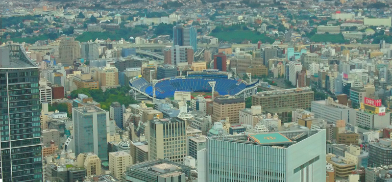 横浜スタジアムの俯瞰写真（遠景）